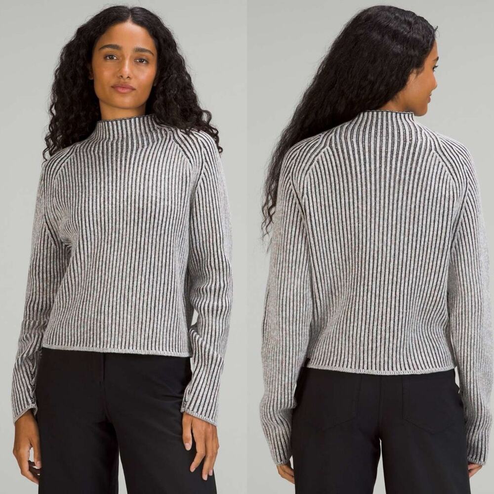 Lululemon Cotton-Cashmere Blend Mock Neck Sweater Gray Womens‎ Size 2